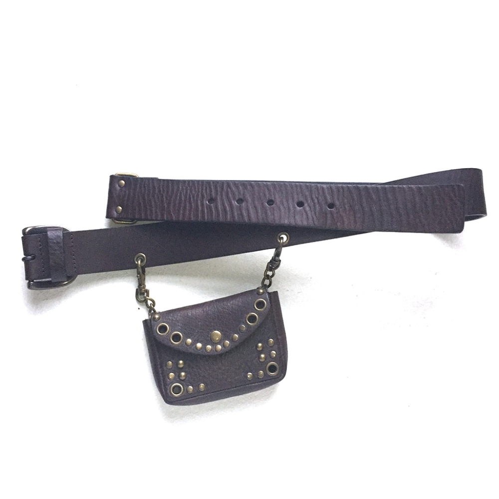 VINTAGE Hobo Mini Pouch Belt sz medium Dark Brown